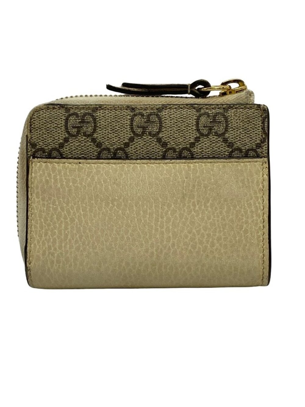 Gucci Wallet GG Plus Supreme White Beige Dark Brown L-shaped Zipper Leather - Picture 2 of 8